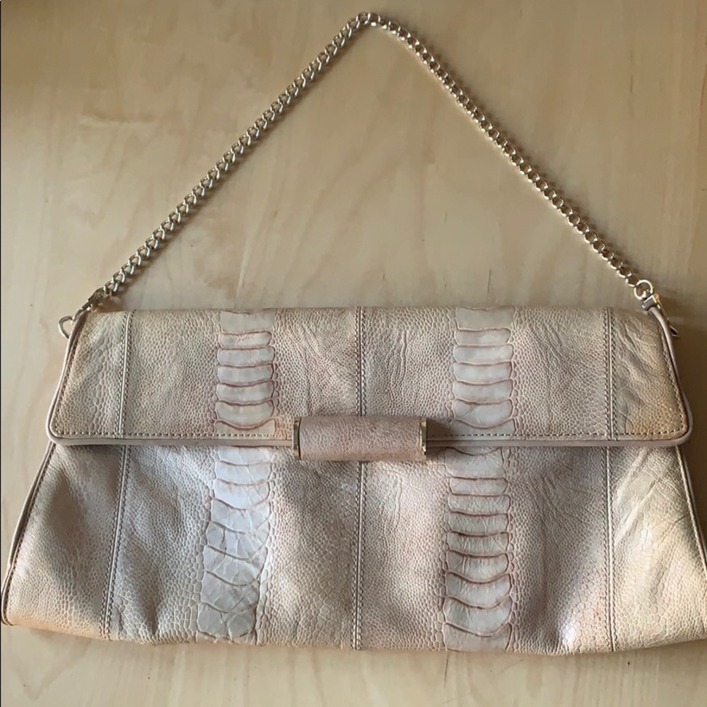 BCBG Leather snakeskin printed clutch